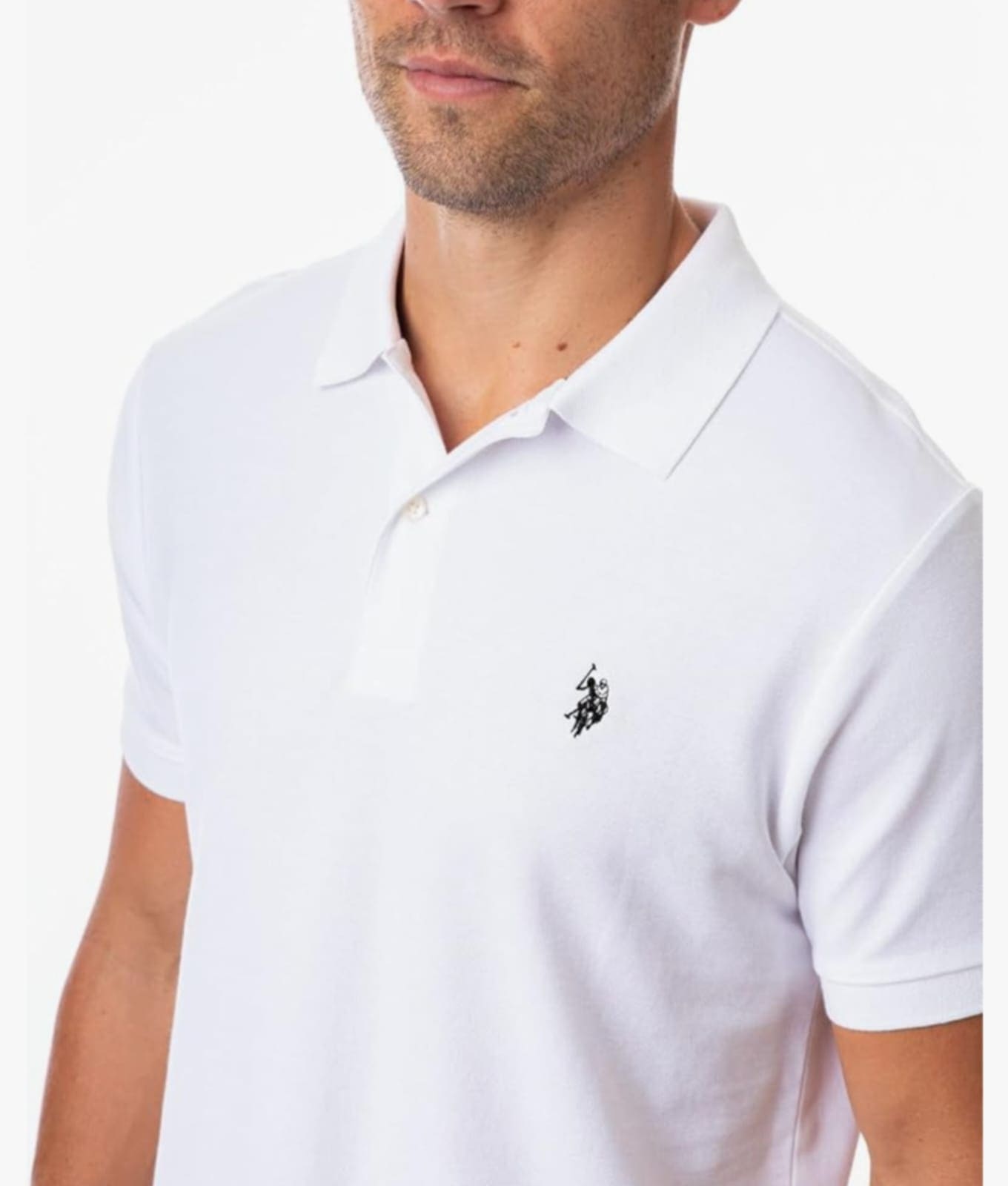 POLO UOMO U.S POLO ASSN. COLORE BIANCO 100% COTONE
