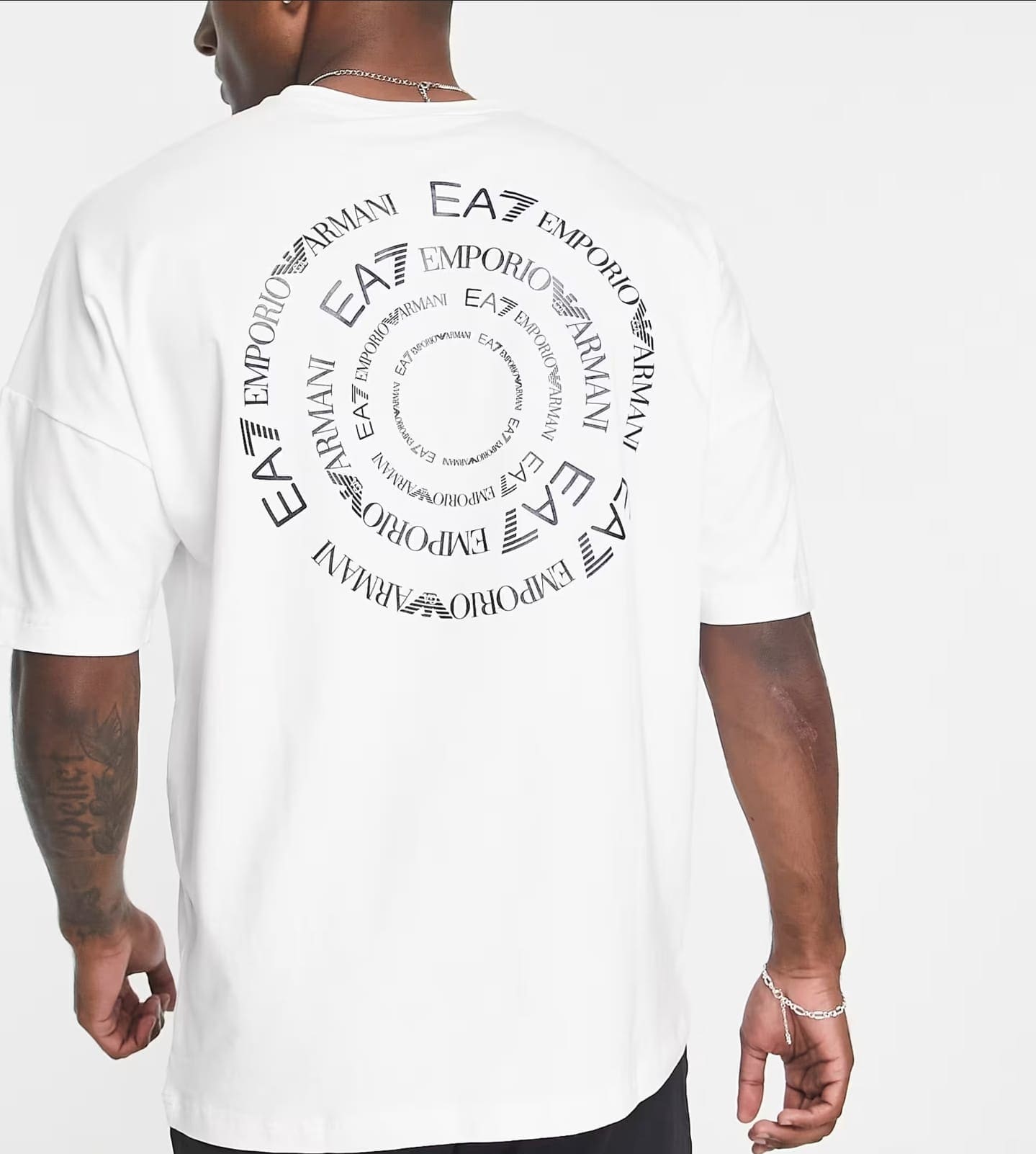 T-shirt Emporio Armani - con stampa del logo EA7 sulla schiena bianco