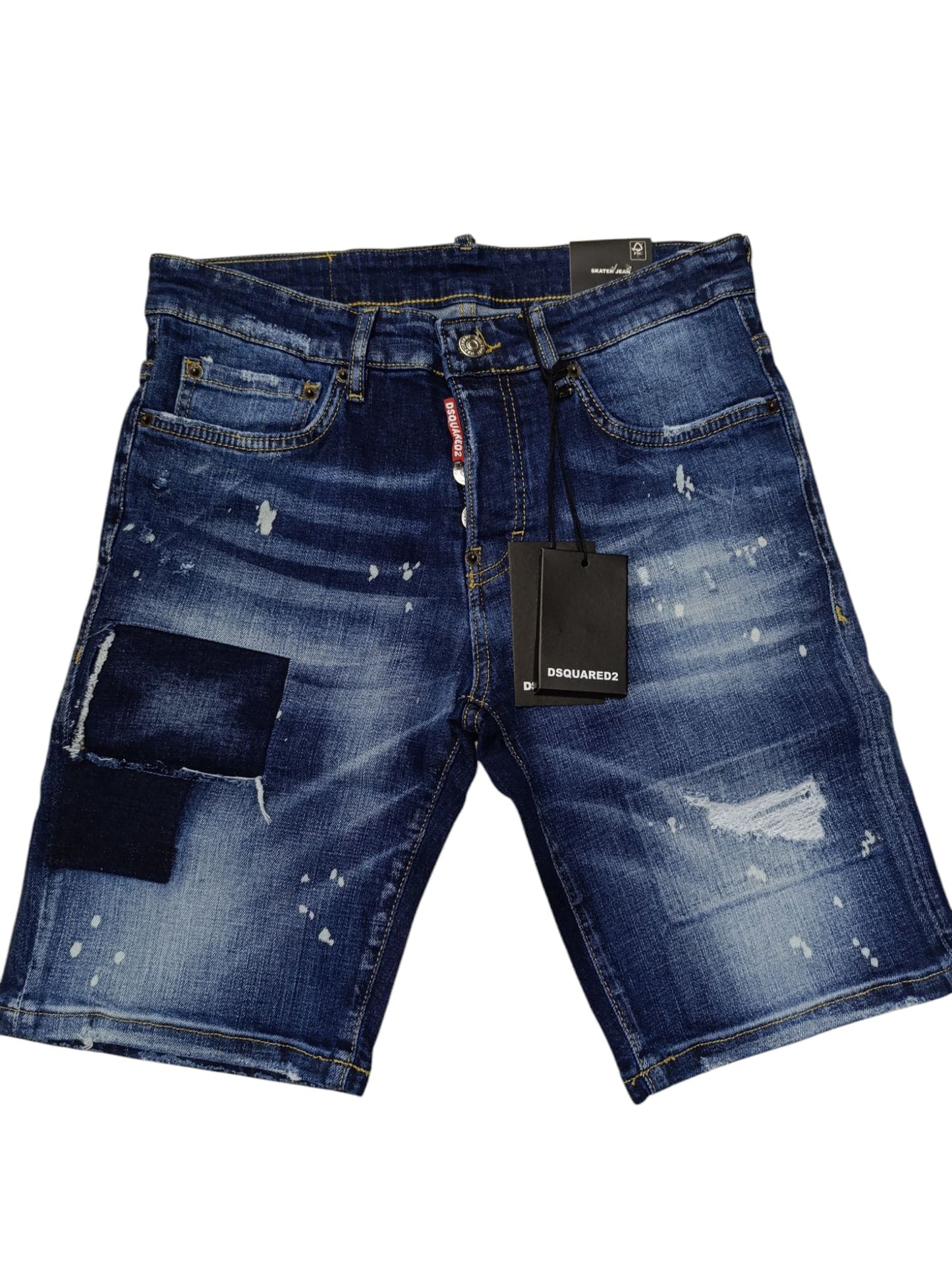 Pantaloncino DSQUARED2 jeans Blu scuro colorato con le toppe