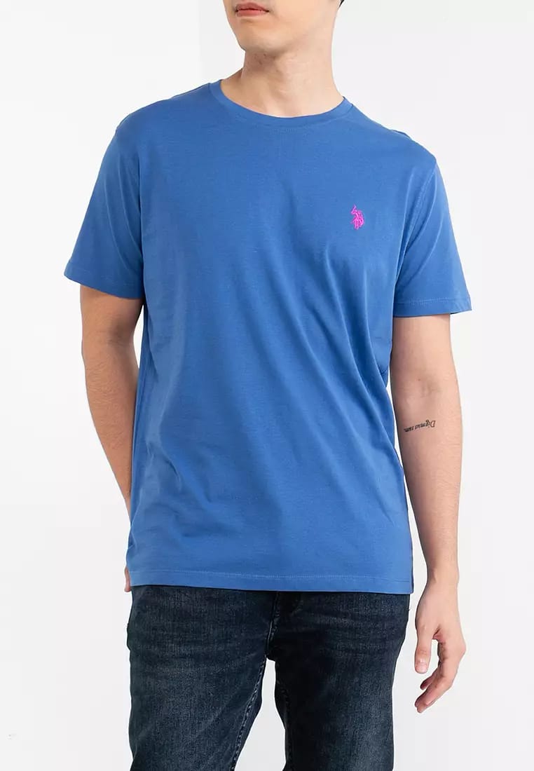 T-SHIRT US Polo Assn 100%cotone, azzurra.