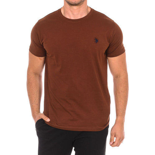 T-SHIRT US polo Assn 100%cotone, marrone-logo blu.