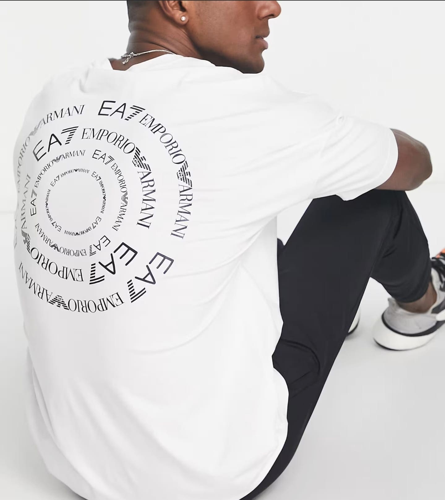 T-shirt Emporio Armani - con stampa del logo EA7 sulla schiena bianco
