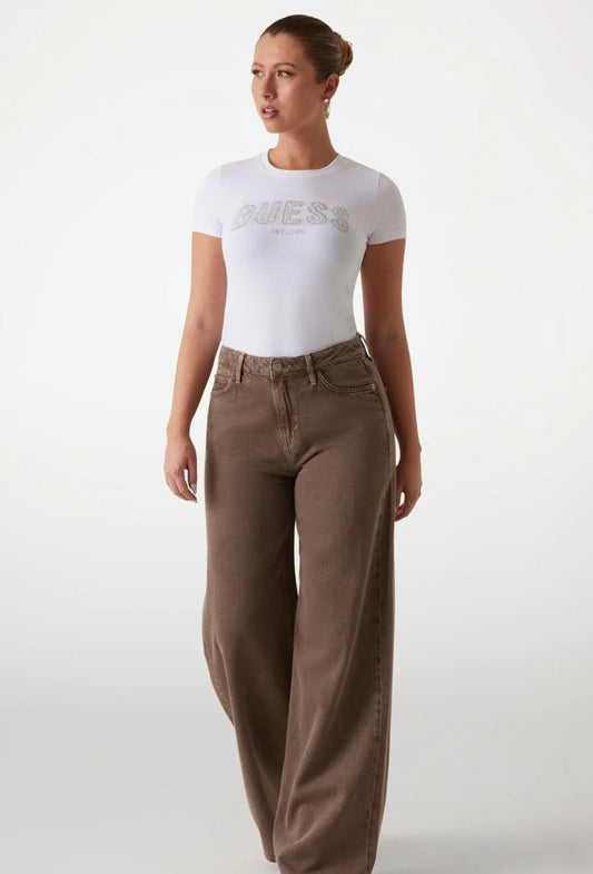 T-SHIRT GUESS vestibilità slim che valorizza la figura  White- con strass