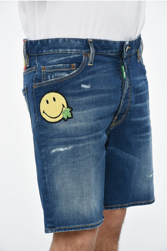 Pantaloncino DSQUARED2 Blu Jens con fantasy smile