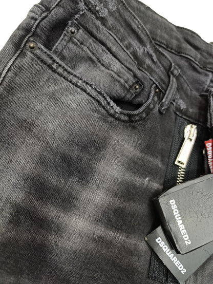 Pantaloncino DSQUARED2 jeans Grigio scuro con tascone e cerniera al cavallo
