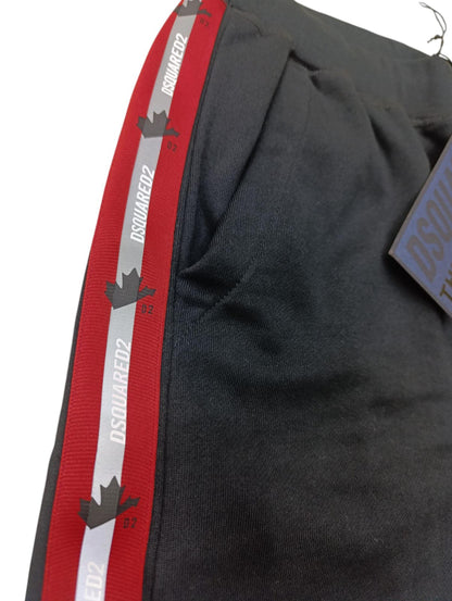 Pantaloncino DSQUARED2 in cotone  Grigio scuro con fascia rinfrangente laterale
