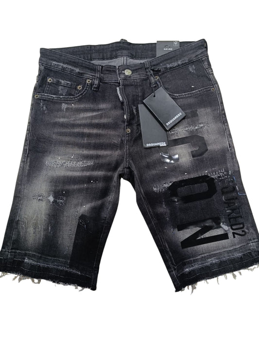 Pantaloncino DSQUARED2 jeans Grigio scuro con logo in rilievo
