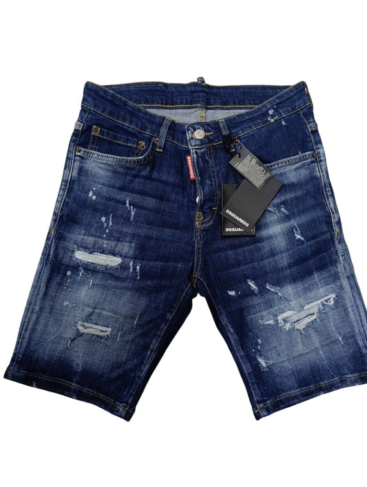 Pantaloncino DSQUARED2 jeans Blu  scuro strappato