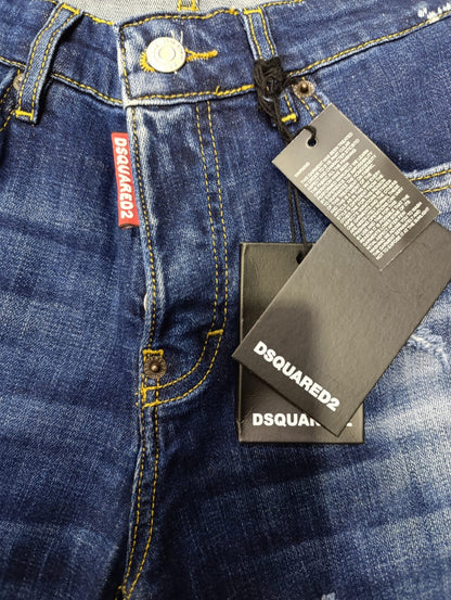 Pantaloncino DSQUARED2 jeans Blu  scuro strappato