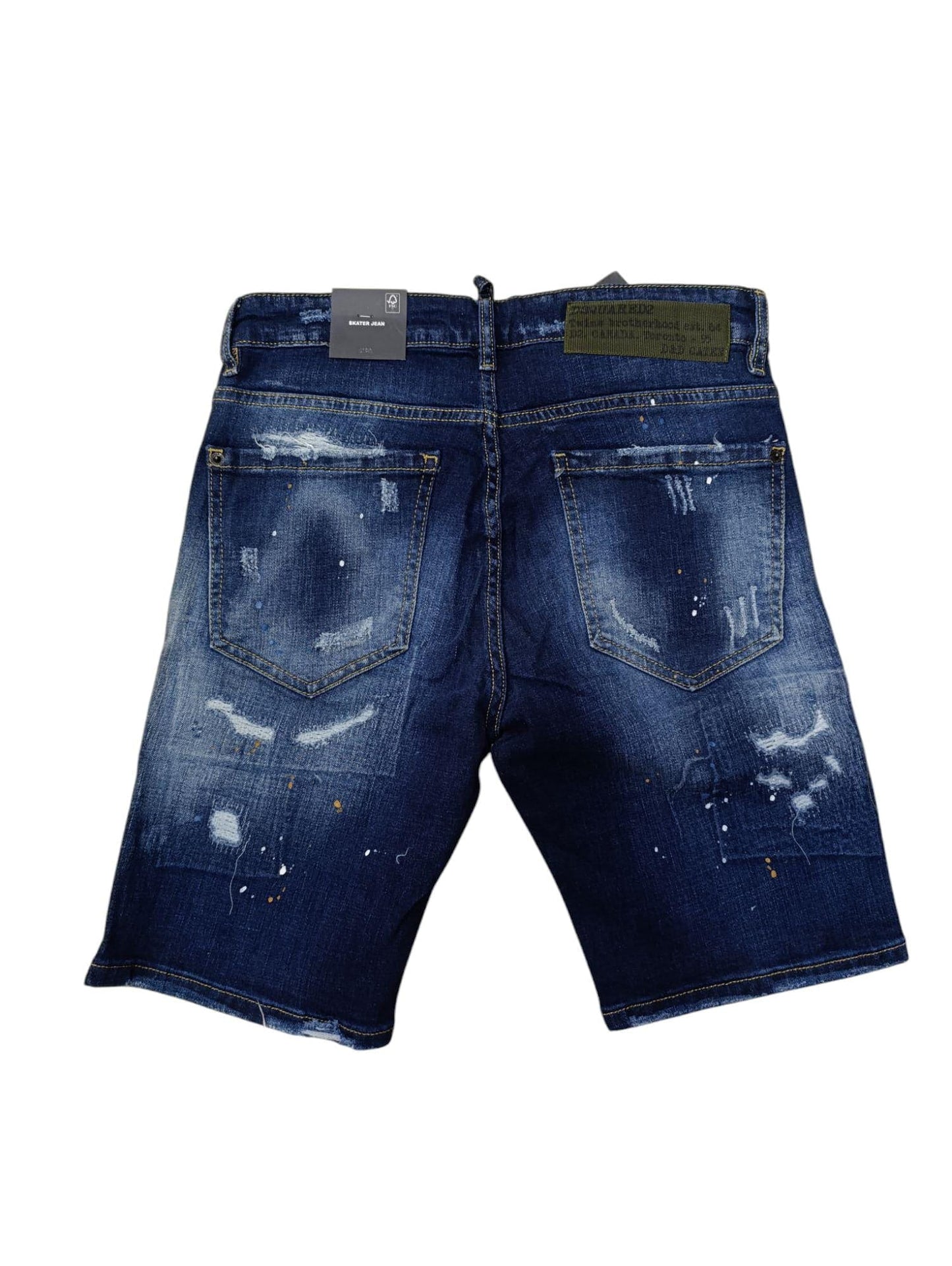 Pantaloncino DSQUARED2 jeans Blu scuro strappato con le toppe