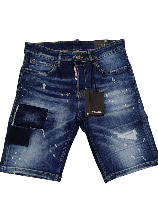 Pantaloncino DSQUARED2 jeans Blu scuro colorato con le toppe