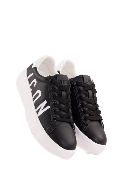 Sneakers ICON  Black/white In ecopelle con rilievo laterale