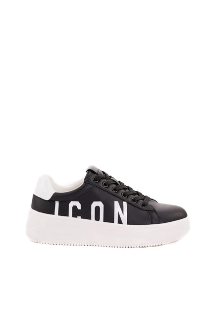 Sneakers ICON  Black/white In ecopelle con rilievo laterale