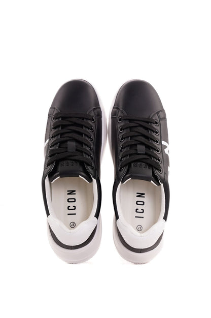 Sneakers ICON  Black/white In ecopelle con rilievo laterale