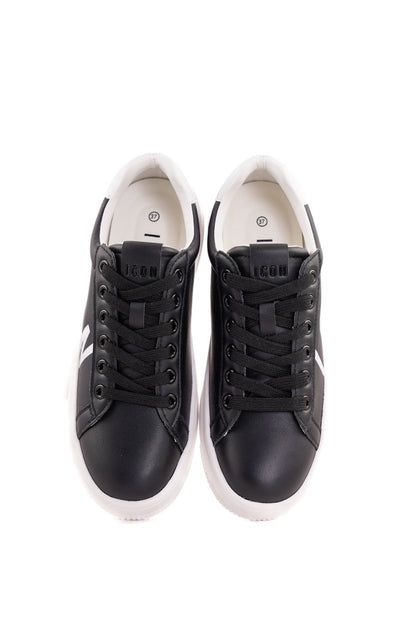 Sneakers ICON  Black/white In ecopelle con rilievo laterale