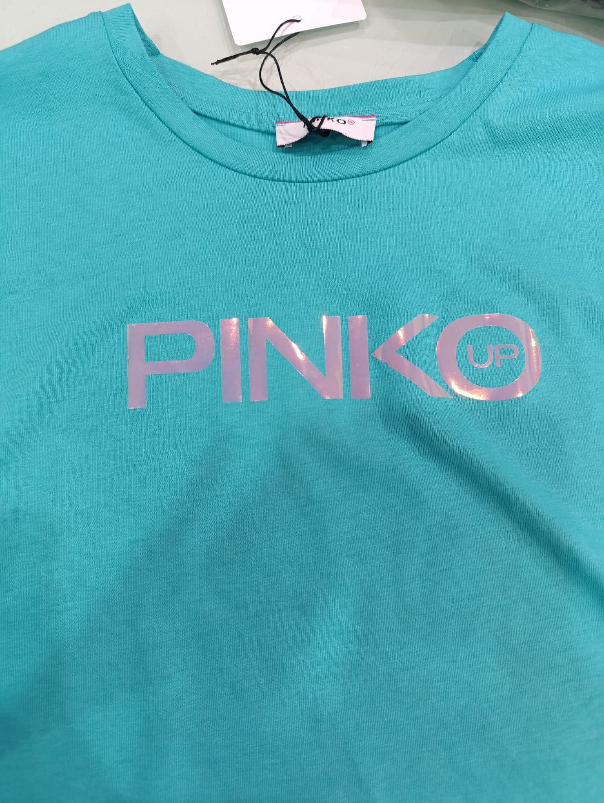 T- SHIRT PINKO COLORE  AZZURRO - CON LOGO SPECCHIO