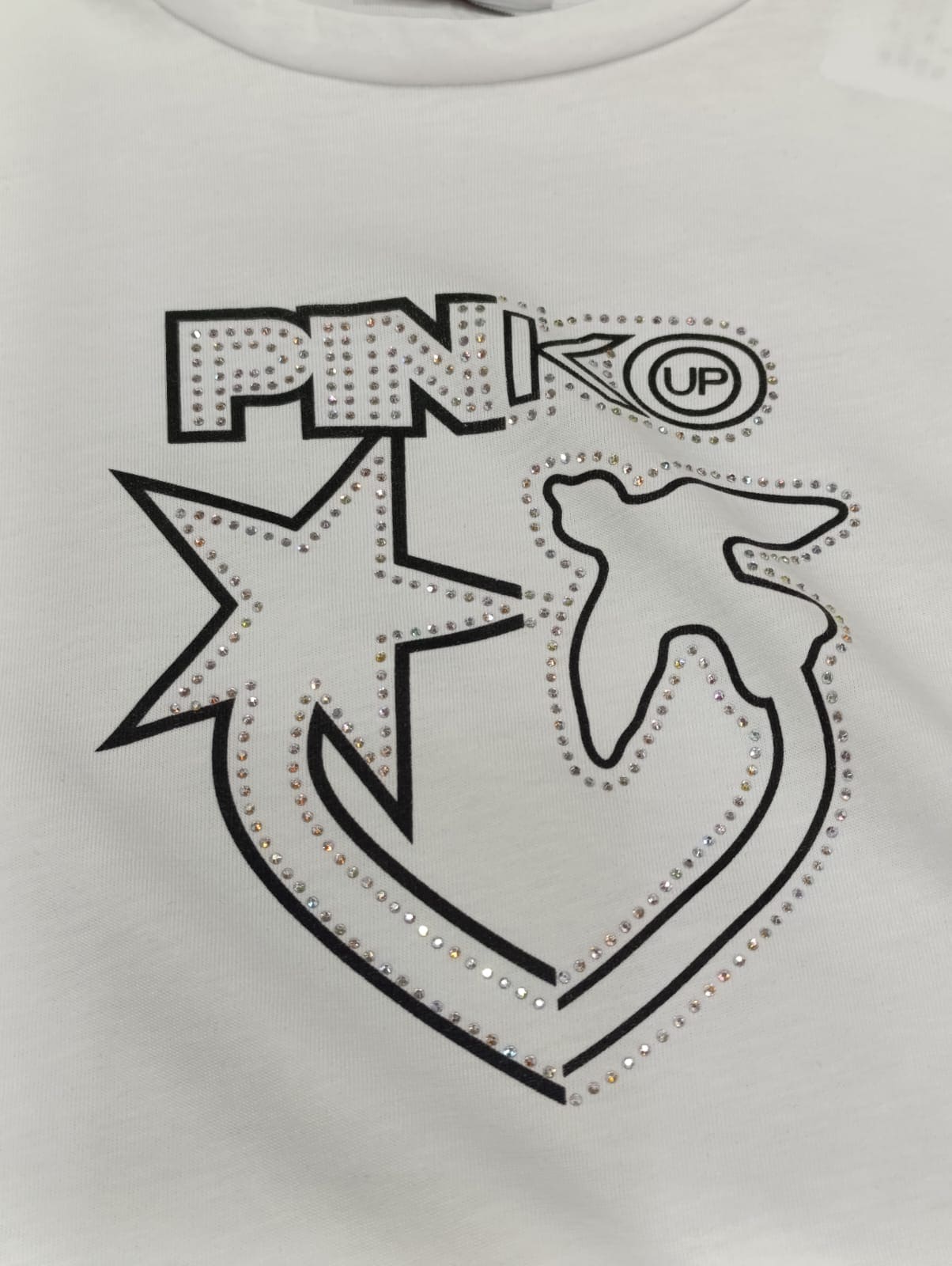T- SHIRT PINKO COLORE WHITE - LOGO CON STRASS