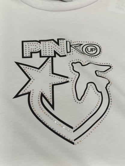 T- SHIRT PINKO COLORE WHITE - LOGO CON STRASS