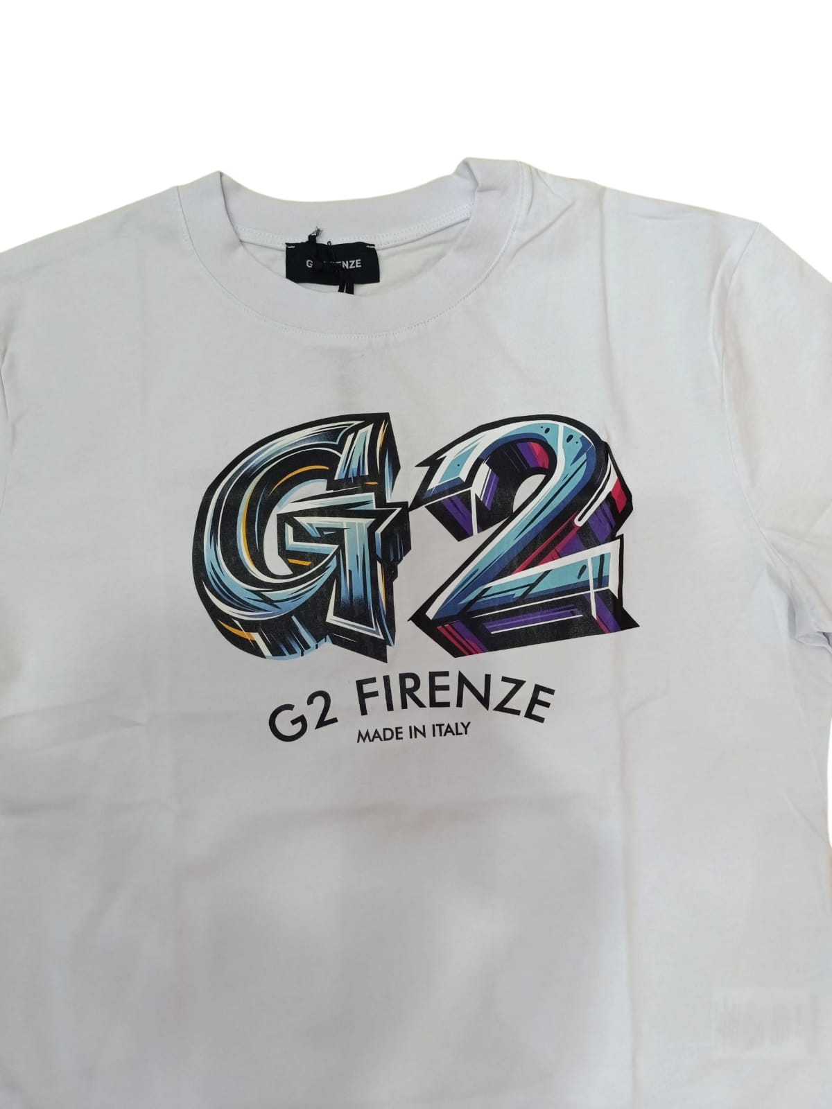 T-shirt G2Firenze Uomo- con logo fantasy  bianco