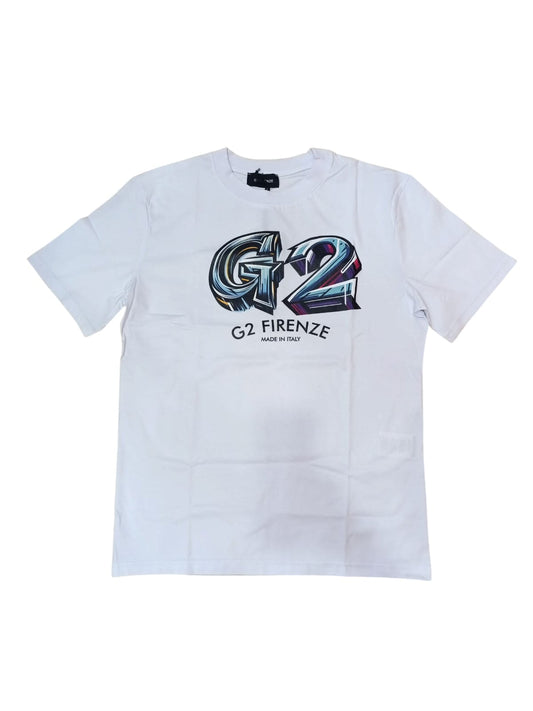 T-shirt G2Firenze Uomo- con logo fantasy  bianco