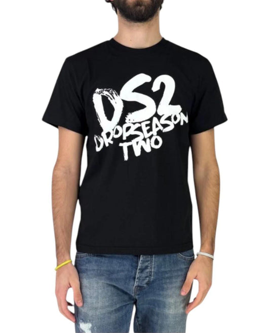 DS2 T-shirt Uomo nera con logo grande ds2