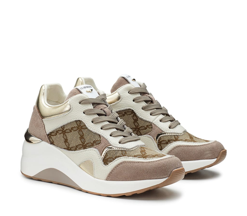 Sneakers Guardiani Beige-Grain in pelle e tessuto