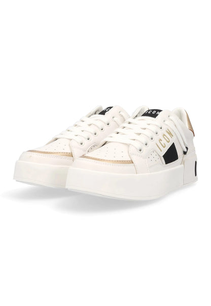Sneakers ICON in ecopelle bianco e oro