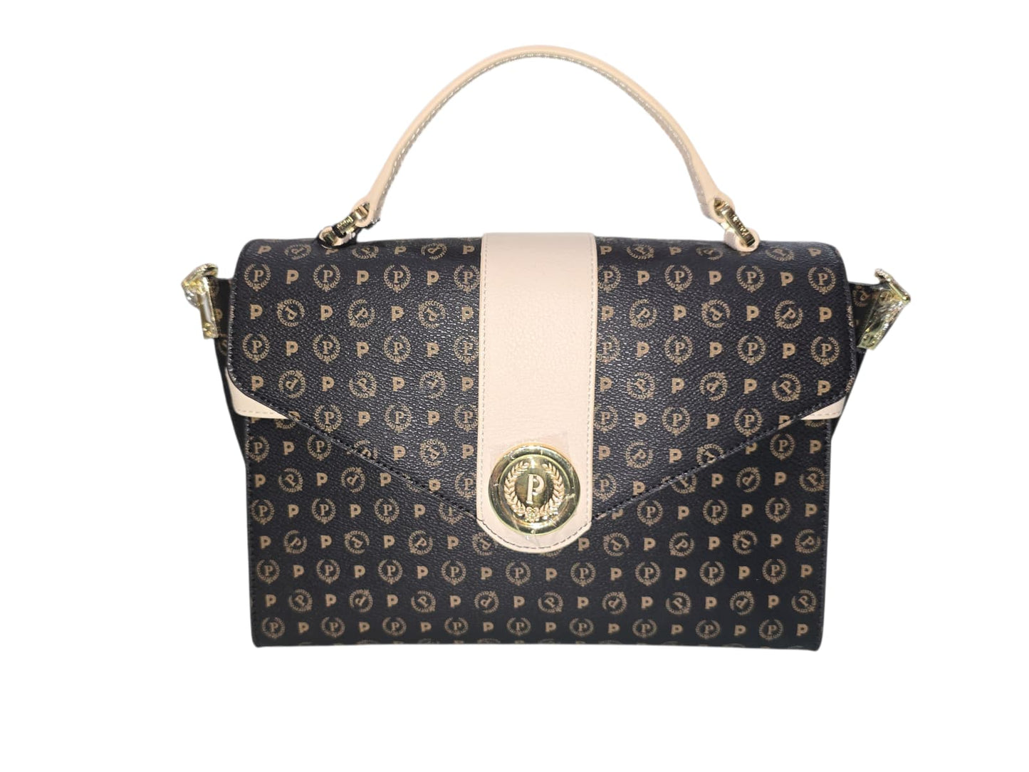 Borsa POLLINI Heritage tracolla nera e avorio