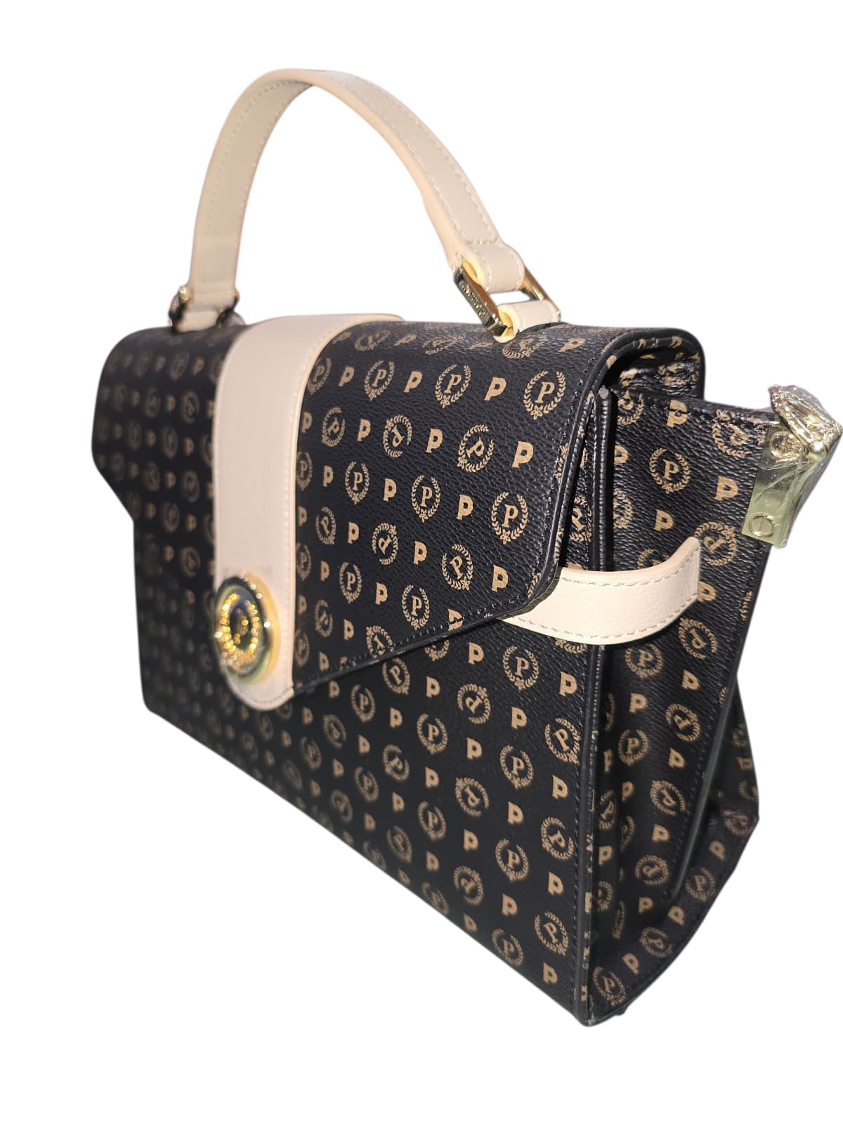 Borsa POLLINI Heritage tracolla nera e avorio