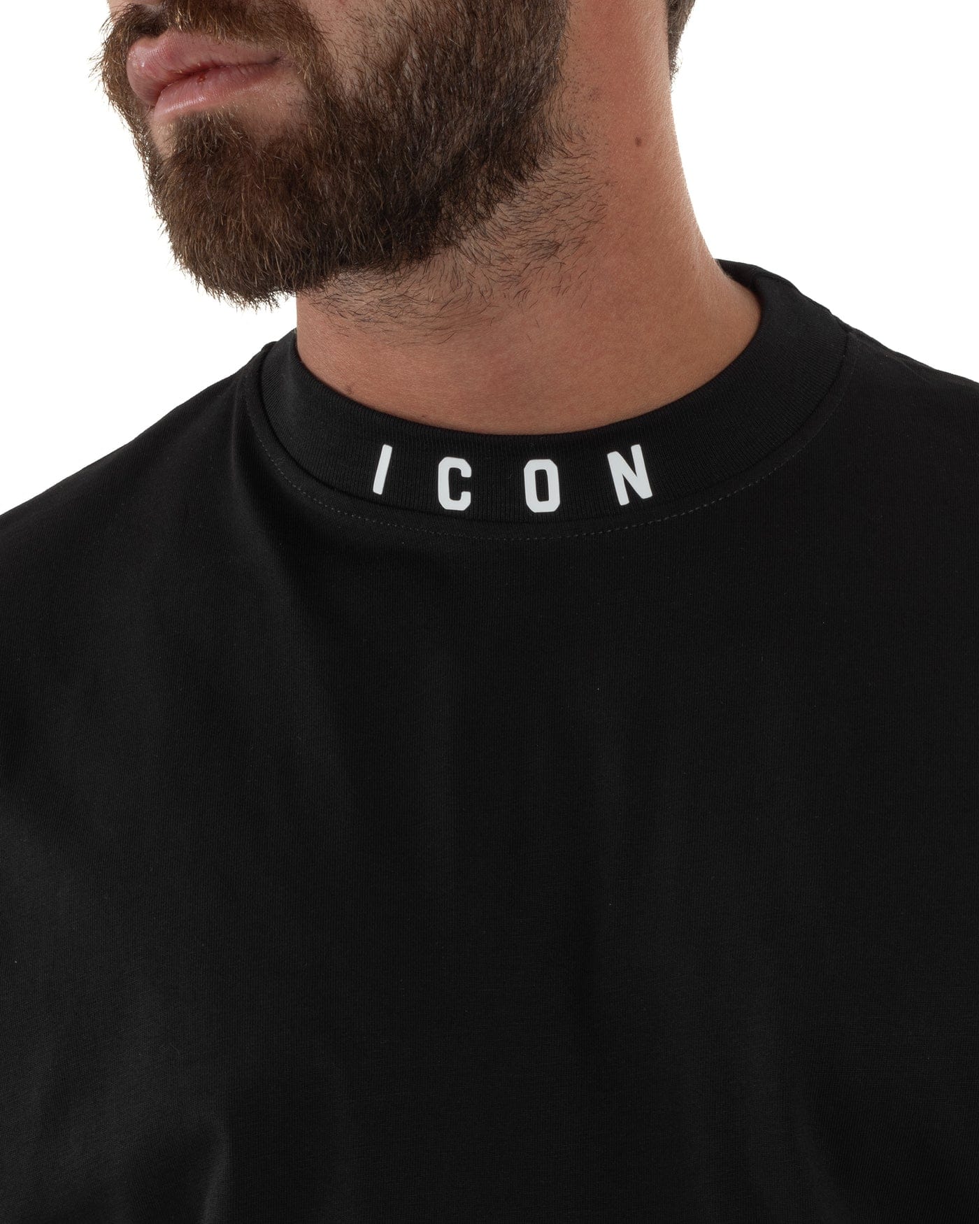 T-shirt ICON logo su mezzo collo nera