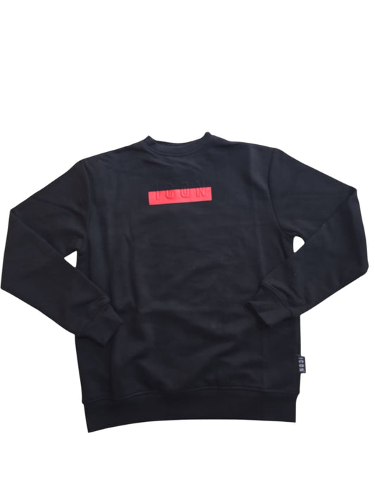 Felpa ICON Girocollo logo applicato nero rosso