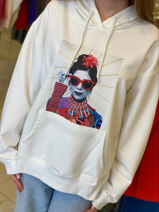 Felpa BEBE PLUS con cappuccio garzata