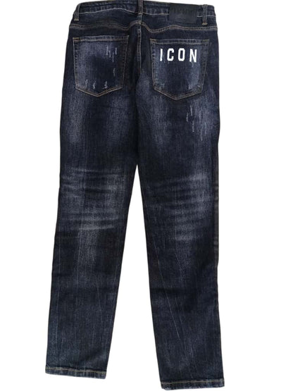 Jeans ICON pittura e logo piccolo