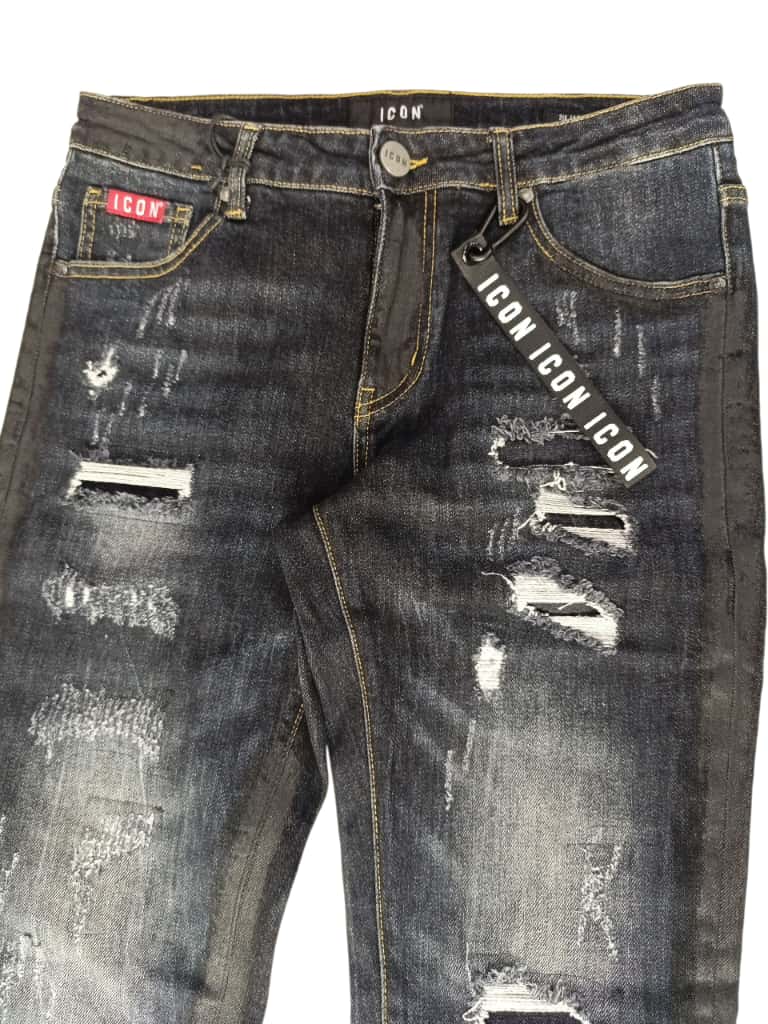 Jeans ICON pittura e logo piccolo
