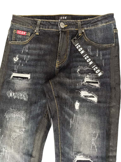 Jeans ICON pittura e logo piccolo