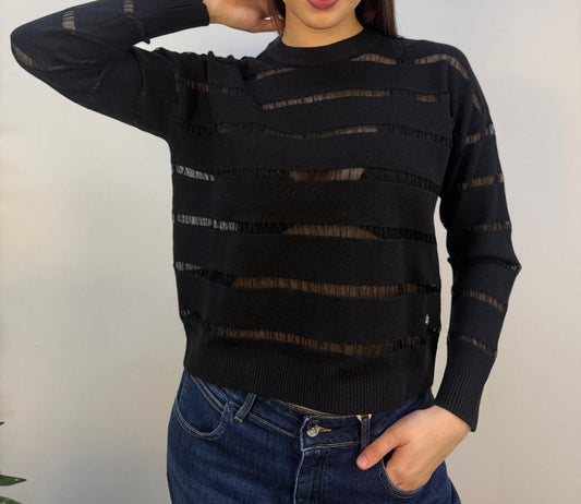 Maglione Graffio in microrete nero
