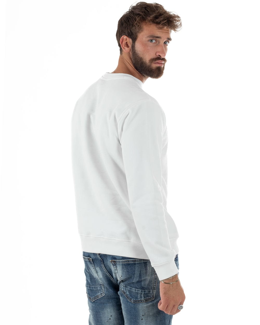 Felpa ICON GIROCOLLO MAXI LOGO BIANCA